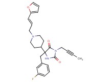 3-(2-butyn-1-yl)-5-(3-fluorobenzyl)-5-{1-[(2E)-3-(2-furyl)-2-propen-1-yl]-4-piperidinyl}-2,4-imidazolidinedione