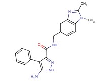5-amino-N-[(1,2-dimethyl-1H-benzimidazol-5-yl)methyl]-4-phenyl-1H-pyrazole-3-carboxamide