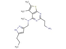 2-(2-aminoethyl)-N,5,6-trimethyl-N-[(5-propyl-1H-pyrazol-3-yl)methyl]thieno[2,3-d]pyrimidin-4-amine dihydrochloride
