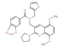 N-{[5,8-dimethoxy-2-(1-pyrrolidinyl)-3-quinolinyl]methyl}-N-(2-furylmethyl)-1,3-benzodioxole-5-carboxamide
