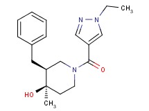 (3S*,4R*)-3-benzyl-1-[(1-ethyl-1H-pyrazol-4-yl)carbonyl]-4-methyl-4-piperidinol