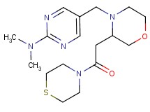N,N-dimethyl-5-({3-[2-oxo-2-(4-thiomorpholinyl)ethyl]-4-morpholinyl}methyl)-2-pyrimidinamine