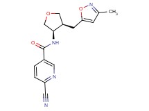 6-cyano-N-{(3R*,4S*)-4-[(3-methylisoxazol-5-yl)methyl]tetrahydrofuran-3-yl}nicotinamide