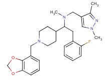 1-[1-(1,3-benzodioxol-4-ylmethyl)-4-piperidinyl]-N-[(1,3-dimethyl-1H-pyrazol-4-yl)methyl]-2-(2-fluorophenyl)-N-methylethanamine