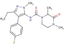 N-[3-ethyl-4-(4-fluorophenyl)-1-methyl-1H-pyrazol-5-yl]-2,4-dimethyl-3-oxopiperazine-1-carboxamide