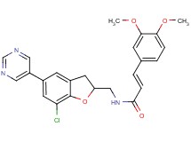(2E)-N-{[7-chloro-5-(5-pyrimidinyl)-2,3-dihydro-1-benzofuran-2-yl]methyl}-3-(3,4-dimethoxyphenyl)acrylamide