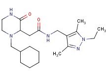 2-[1-(cyclohexylmethyl)-3-oxo-2-piperazinyl]-N-[(1-ethyl-3,5-dimethyl-1H-pyrazol-4-yl)methyl]acetamide