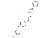 4-[(4-methyl-1H-pyrazol-1-yl)methyl]-1-[3-(3-phenyl-1,2,4-oxadiazol-5-yl)propanoyl]piperidine