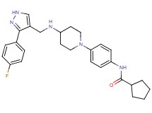 N-{4-[4-({[3-(4-fluorophenyl)-1H-pyrazol-4-yl]methyl}amino)-1-piperidinyl]phenyl}cyclopentanecarboxamide