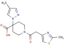 4-(4-methyl-1H-pyrazol-1-yl)-1-[(2-methyl-1,3-thiazol-4-yl)acetyl]piperidine-4-carboxylic acid