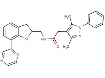 2-(3,5-dimethyl-1-phenyl-1H-pyrazol-4-yl)-N-{[7-(2-pyrazinyl)-2,3-dihydro-1-benzofuran-2-yl]methyl}acetamide