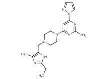 4-{4-[(2-ethyl-4-methyl-1H-imidazol-5-yl)methyl]piperazin-1-yl}-2-methyl-6-(1H-pyrazol-1-yl)pyrimidine