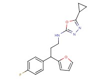5-cyclopropyl-N-[3-(4-fluorophenyl)-3-(2-furyl)propyl]-1,3,4-oxadiazol-2-amine