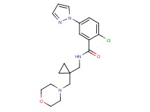 2-chloro-N-{[1-(morpholin-4-ylmethyl)cyclopropyl]methyl}-5-(1H-pyrazol-1-yl)benzamide