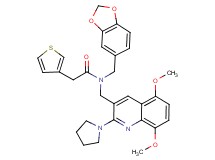 N-(1,3-benzodioxol-5-ylmethyl)-N-{[5,8-dimethoxy-2-(1-pyrrolidinyl)-3-quinolinyl]methyl}-2-(3-thienyl)acetamide