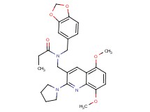 N-(1,3-benzodioxol-5-ylmethyl)-N-{[5,8-dimethoxy-2-(1-pyrrolidinyl)-3-quinolinyl]methyl}propanamide
