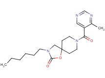 3-hexyl-8-[(4-methylpyrimidin-5-yl)carbonyl]-1-oxa-3,8-diazaspiro[4.5]decan-2-one