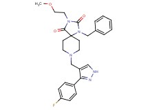 1-benzyl-8-{[3-(4-fluorophenyl)-1H-pyrazol-4-yl]methyl}-3-(2-methoxyethyl)-1,3,8-triazaspiro[4.5]decane-2,4-dione