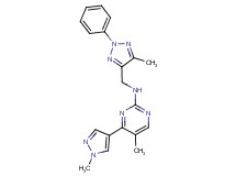 5-methyl-N-[(5-methyl-2-phenyl-2H-1,2,3-triazol-4-yl)methyl]-4-(1-methyl-1H-pyrazol-4-yl)pyrimidin-2-amine