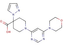 1-(6-morpholin-4-ylpyrimidin-4-yl)-4-(1H-pyrazol-1-yl)piperidine-4-carboxylic acid