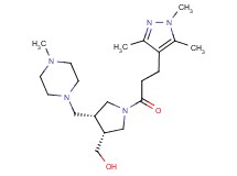 {(3R*,4R*)-4-[(4-methylpiperazin-1-yl)methyl]-1-[3-(1,3,5-trimethyl-1H-pyrazol-4-yl)propanoyl]pyrrolidin-3-yl}methanol