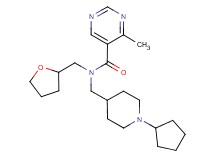 N-[(1-cyclopentylpiperidin-4-yl)methyl]-4-methyl-N-(tetrahydrofuran-2-ylmethyl)pyrimidine-5-carboxamide