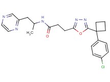 3-{5-[1-(4-chlorophenyl)cyclobutyl]-1,3,4-oxadiazol-2-yl}-N-[1-methyl-2-(2-pyrazinyl)ethyl]propanamide