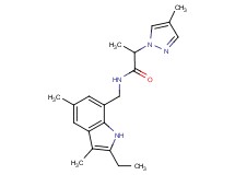 N-[(2-ethyl-3,5-dimethyl-1H-indol-7-yl)methyl]-2-(4-methyl-1H-pyrazol-1-yl)propanamide