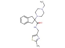2-(4-ethyl-1-piperazinyl)-N-[(2-methyl-1,3-thiazol-4-yl)methyl]-2-indanecarboxamide
