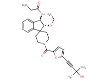 N-{(2R*,3R*)-2-ethoxy-1'-[5-(3-hydroxy-3-methyl-1-butyn-1-yl)-2-furoyl]-2,3-dihydrospiro[indene-1,4'-piperidin]-3-yl}propanamide