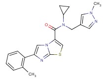 N-cyclopropyl-6-(2-methylphenyl)-N-[(1-methyl-1H-pyrazol-4-yl)methyl]imidazo[2,1-b][1,3]thiazole-3-carboxamide