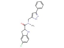 5-chloro-N-methyl-N-[(3-phenyl-1H-pyrazol-5-yl)methyl]indoline-2-carboxamide