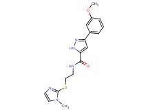 3-(3-methoxyphenyl)-N-{2-[(1-methyl-1H-imidazol-2-yl)thio]ethyl}-1H-pyrazole-5-carboxamide