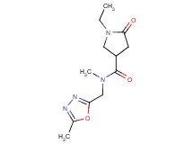 1-ethyl-N-methyl-N-[(5-methyl-1,3,4-oxadiazol-2-yl)methyl]-5-oxo-3-pyrrolidinecarboxamide