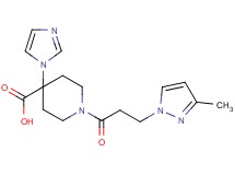 4-(1H-imidazol-1-yl)-1-[3-(3-methyl-1H-pyrazol-1-yl)propanoyl]piperidine-4-carboxylic acid