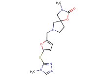 3-methyl-7-({5-[(4-methyl-4H-1,2,4-triazol-3-yl)thio]-2-furyl}methyl)-1-oxa-3,7-diazaspiro[4.4]nonan-2-one