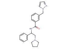 N-[1-phenyl-2-(1-pyrrolidinyl)ethyl]-3-(1H-pyrazol-1-ylmethyl)benzamide