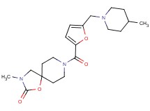 3-methyl-8-{5-[(4-methylpiperidin-1-yl)methyl]-2-furoyl}-1-oxa-3,8-diazaspiro[4.5]decan-2-one
