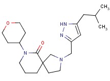 2-[(5-isobutyl-1H-pyrazol-3-yl)methyl]-7-(tetrahydro-2H-pyran-4-yl)-2,7-diazaspiro[4.5]decan-6-one