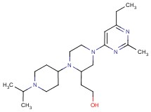 2-[4-(6-ethyl-2-methyl-4-pyrimidinyl)-1-(1-isopropyl-4-piperidinyl)-2-piperazinyl]ethanol