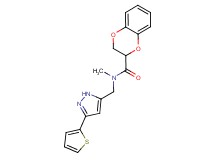 N-methyl-N-{[3-(2-thienyl)-1H-pyrazol-5-yl]methyl}-2,3-dihydro-1,4-benzodioxine-2-carboxamide