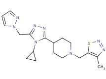 4-[4-cyclopropyl-5-(1H-pyrazol-1-ylmethyl)-4H-1,2,4-triazol-3-yl]-1-[(4-methyl-1,2,3-thiadiazol-5-yl)methyl]piperidine