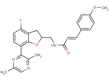(2E)-N-{[7-(3,6-dimethyl-2-pyrazinyl)-4-fluoro-2,3-dihydro-1-benzofuran-2-yl]methyl}-3-(4-methoxyphenyl)acrylamide