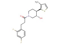(3S*,4R*)-1-[3-(2,4-difluorophenyl)propanoyl]-4-(3-methyl-2-thienyl)piperidin-3-ol