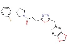 2-(1,3-benzodioxol-5-ylmethyl)-5-{3-[3-(2-fluorophenyl)-1-pyrrolidinyl]-3-oxopropyl}-1,3,4-oxadiazole