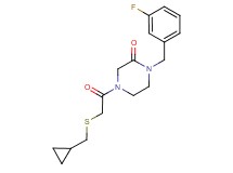 4-{[(cyclopropylmethyl)thio]acetyl}-1-(3-fluorobenzyl)-2-piperazinone