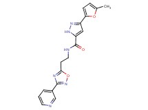 3-(5-methyl-2-furyl)-N-{2-[3-(3-pyridinyl)-1,2,4-oxadiazol-5-yl]ethyl}-1H-pyrazole-5-carboxamide