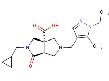 (3aS*,6aS*)-2-(cyclopropylmethyl)-5-[(1-ethyl-5-methyl-1H-pyrazol-4-yl)methyl]-1-oxohexahydropyrrolo[3,4-c]pyrrole-3a(1H)-carboxylic acid