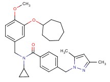 N-[3-(cycloheptyloxy)-4-methoxybenzyl]-N-cyclopropyl-4-[(3,5-dimethyl-1H-pyrazol-1-yl)methyl]benzamide