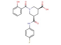 (3S*,5R*)-5-{[(4-fluorophenyl)amino]carbonyl}-1-(2-hydroxybenzoyl)-3-piperidinecarboxylic acid